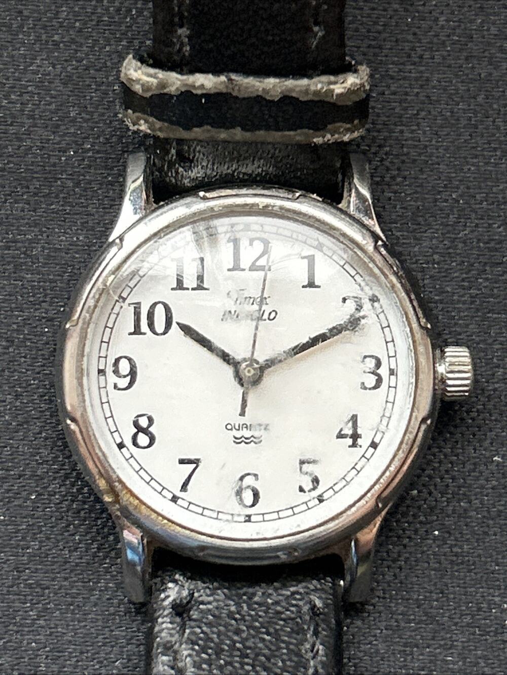 Timex Indiglo Silver Tone Black Band Women’s Quartz Watch